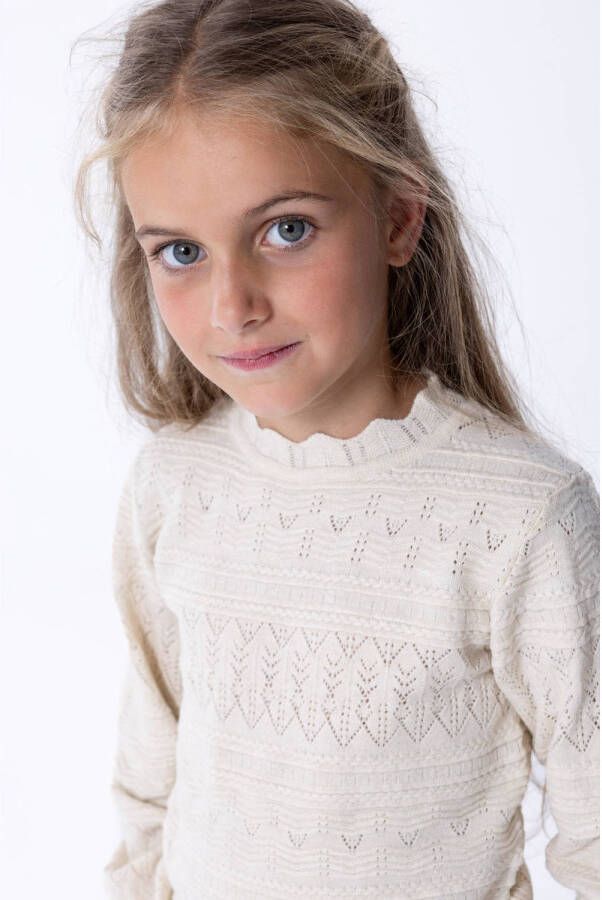 ONLY KIDS GIRL gebreide trui KOGMAYSE LIFE van gerecycled polyester beige