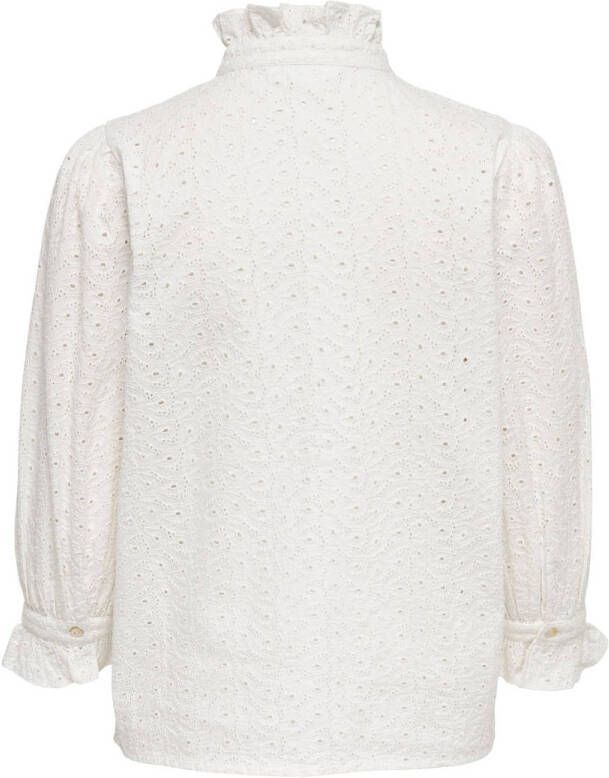 ONLY LA STRADA UNICA by blouse LSUNEELA met ruches met broderie wit