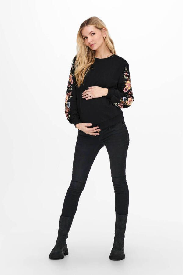 ONLY MATERNITY gebloemde zwangerschapssweater OLMCONNY zwart Trui Bloemen XXL - Foto 3