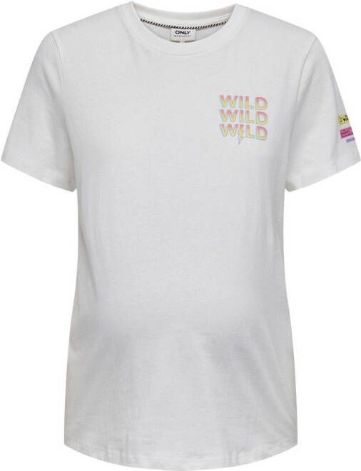 ONLY MATERNITY zwangerschapsshirt OLMJEN met backprint wit T-shirt Dames Katoen Ronde hals XXL - Foto 3