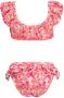 Orange Stars crop bikini Maaike met ruches roze Meisjes Gerecycled polyester 104 - Thumbnail 2