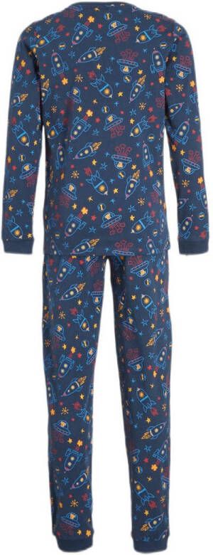 Orange Stars pyjama met all over print donkerblauw