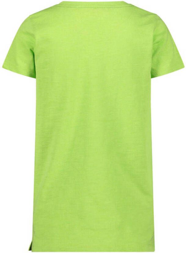 Orange Stars T-shirt met printopdruk limegroen Jongens Stretchkatoen Ronde hals 140-146
