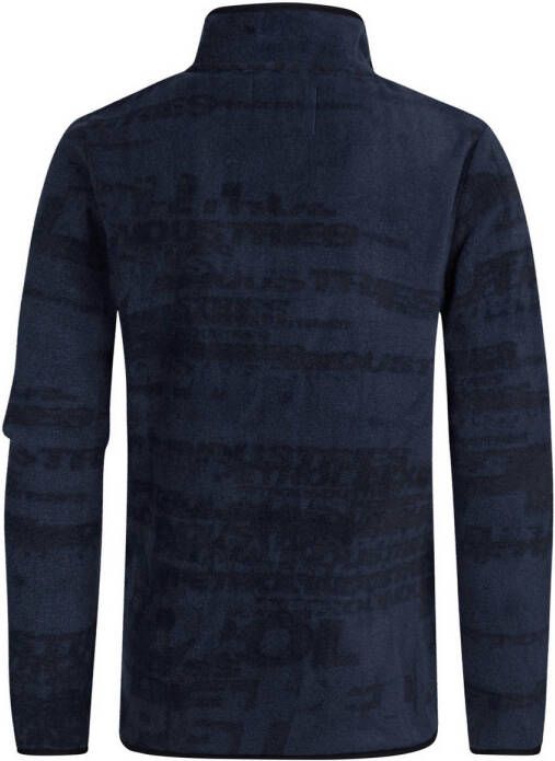 Petrol Industries fleece trui met all over print donkerblauw
