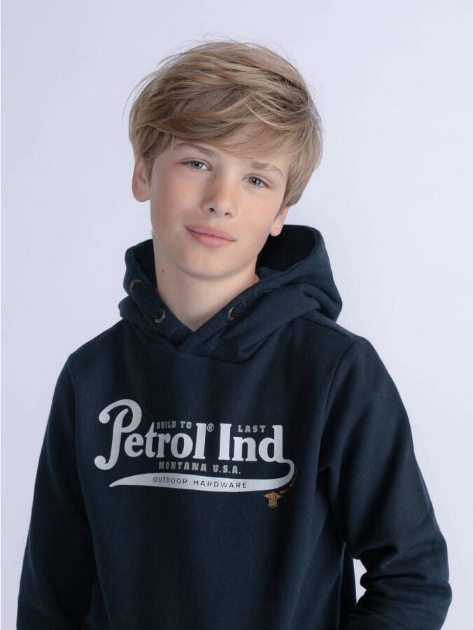 Petrol Industries hoodie met logo donkerblauw