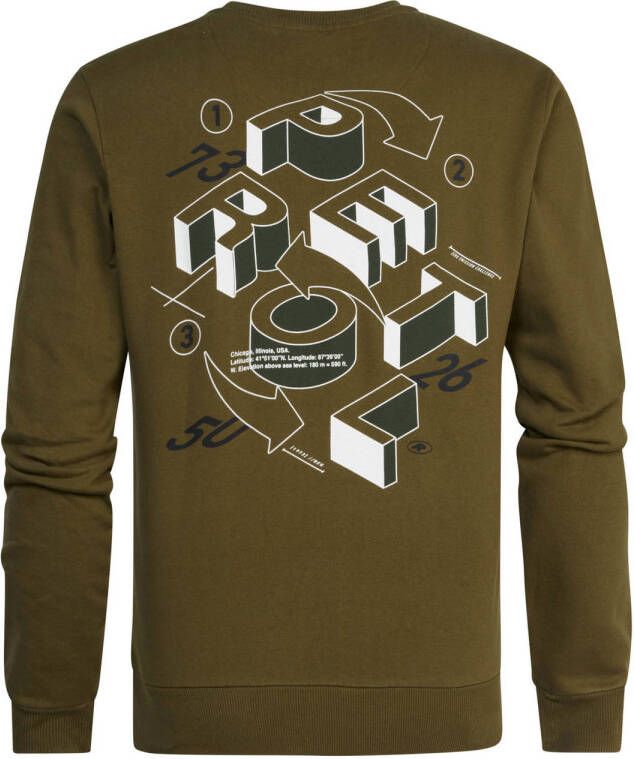 Petrol Industries sweater met backprint dark moss