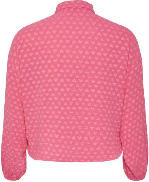 PIECES Curve blouse PCMAIKEN met hartjes en 3D applicatie roze