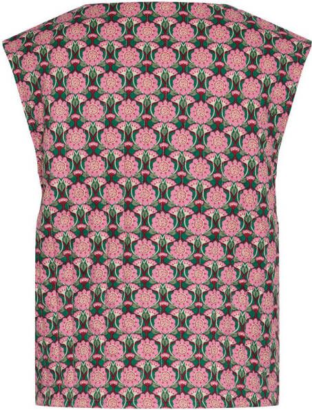 PIECES Curve gilet PCMAILYN met all over print roze groen