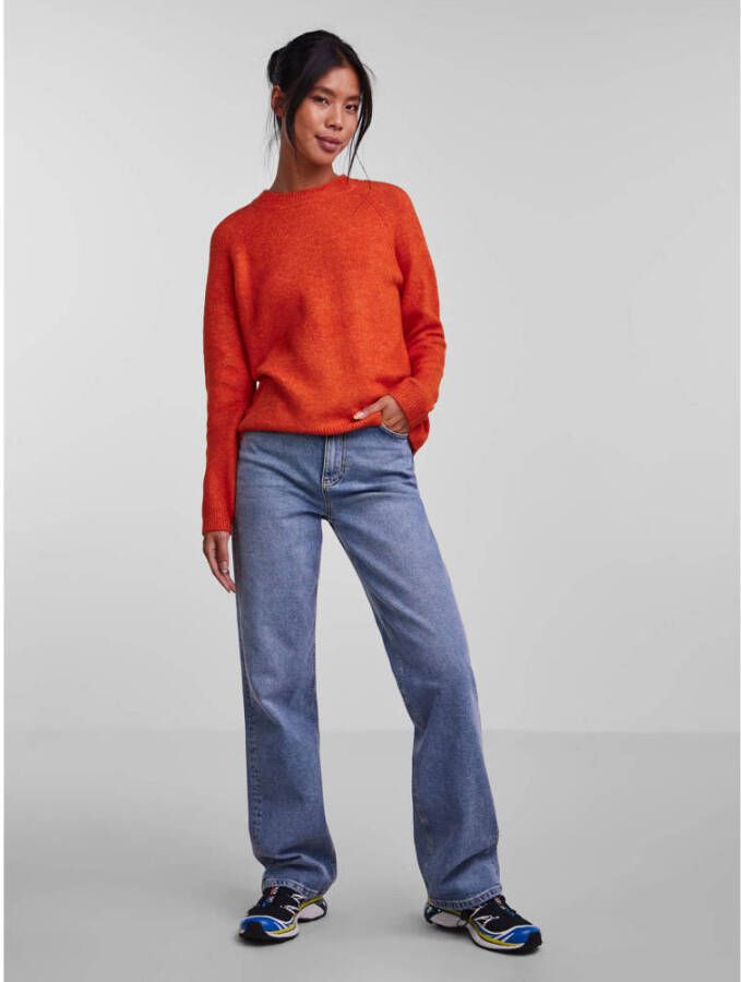 PIECES gemêleerde trui PCJULIANA van gerecycled polyester oranje