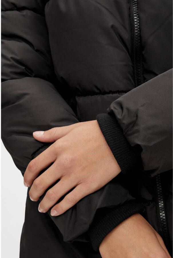 PIECES gewatteerde winterjas PCBEE NEW LONG van gerecycled polyester zwart