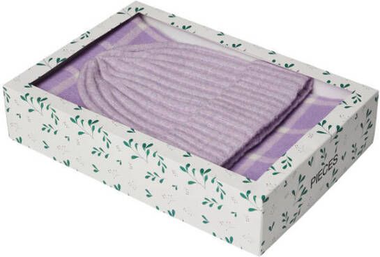 PIECES giftbox muts + sjaal PCALISMA lila