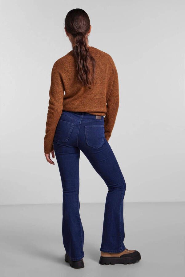 PIECES high waist flared jeans dark blue denim - Foto 2