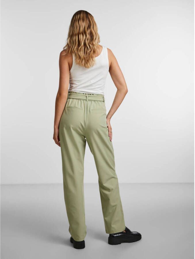 PIECES high waist straight fit pantalon groen - Foto 2