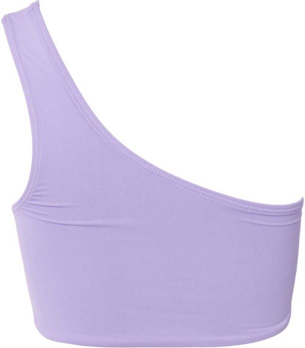 PIECES niet-voorgevormde one shoulder cut-out crop bikinitop PCBARA paars