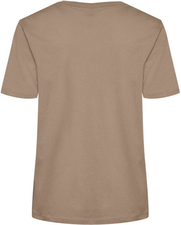 PIECES T-shirt PCRIA van biologisch katoen beige