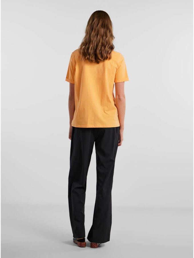 PIECES T-shirt PCRIA van biologisch katoen vergrijsd geel
