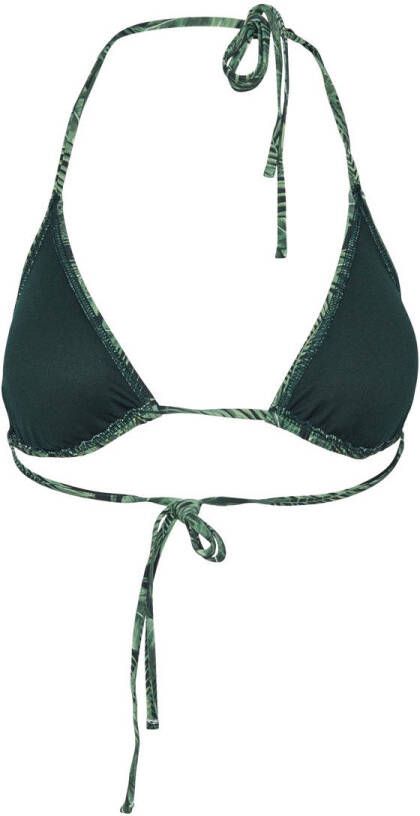PIECES voorgevormde triangel bikinitop PCBAOMI groen zwart