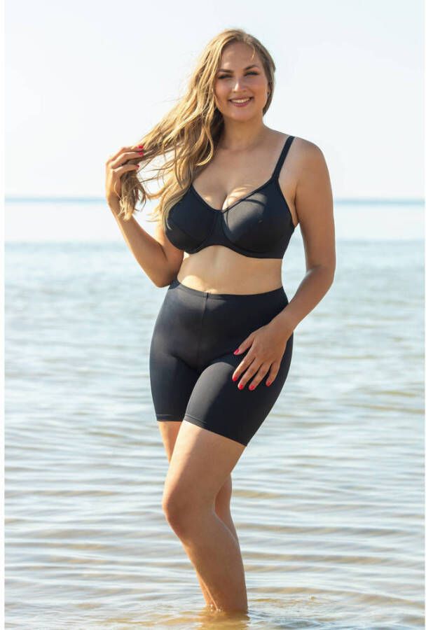 Plaisir high waist short bikinibroekje met pijpjes zwart