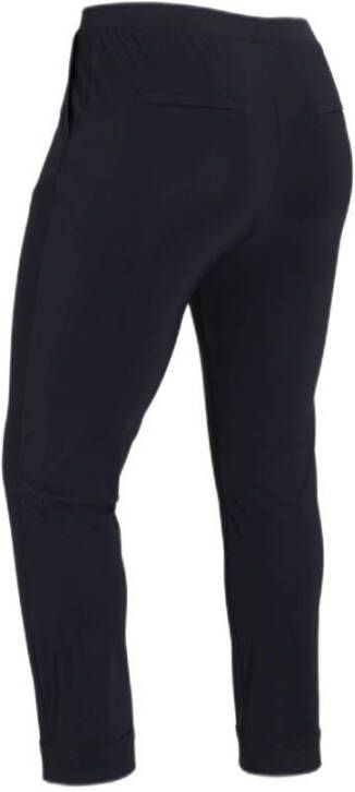 Plus Basics slim fit broek van travelstof donkerblauw