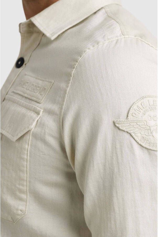 PME Legend regular fit overshirt met linnen ecru