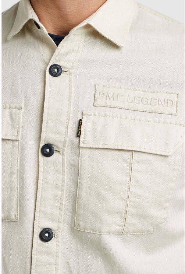 PME Legend regular fit overshirt met linnen ecru