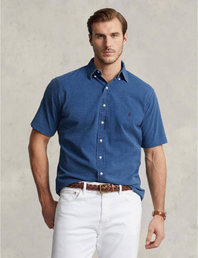 POLO Ralph Lauren Big & Tall +size regular fit overhemd met textuur dark indigo
