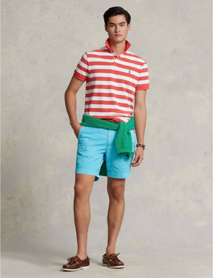 POLO Ralph Lauren gestreepte slim fit polo red reef white