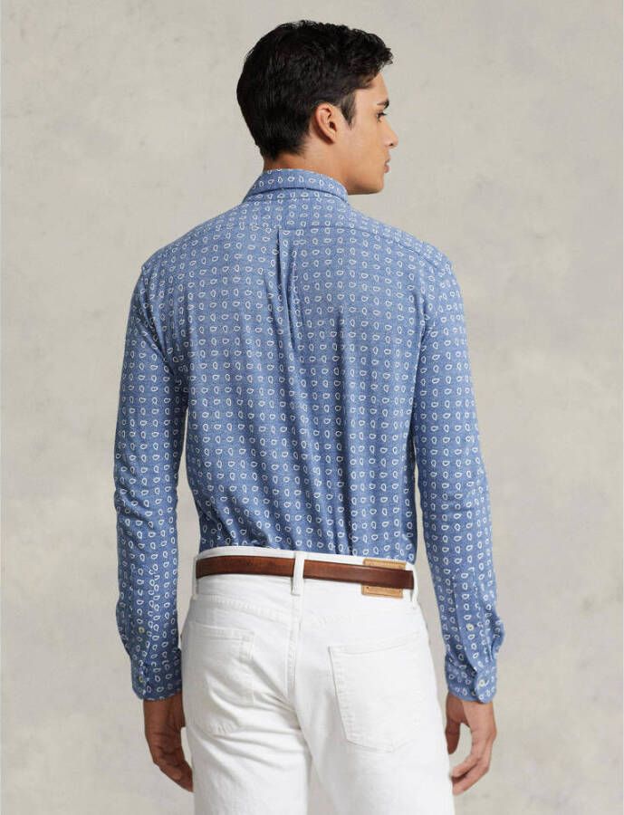 POLO Ralph Lauren slim fit overhemd met all over print blue