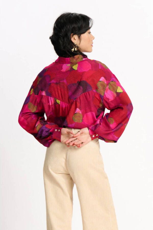 POM Amsterdam blouse met all over print fuchsia