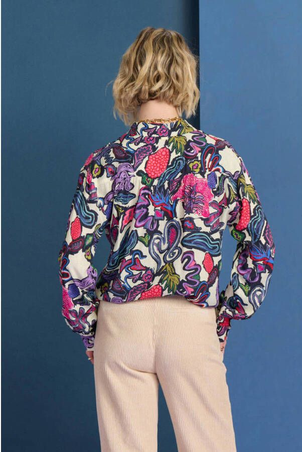 POM Amsterdam blouse met grafische print paars