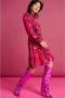 POM Amsterdam blousejurk met all over print en ceintuur roze - Thumbnail 7