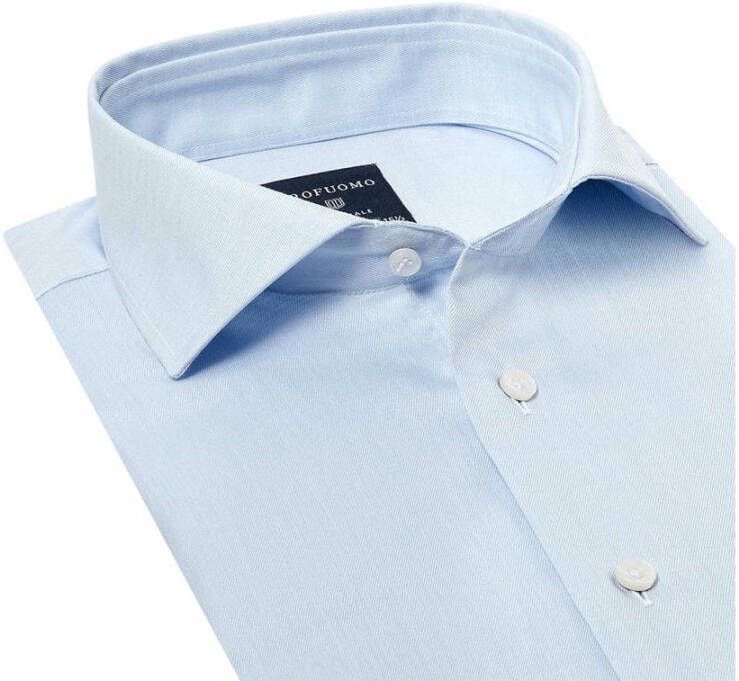 Profuomo slim fit strijkvrij overhemd blauw extra lange mouw