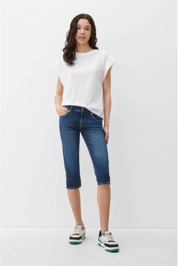 Q S by s.Oliver cropped slim fit jeans CATIE donkerblauw