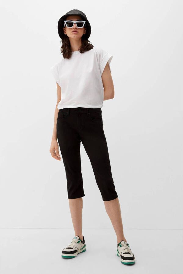 Q S by s.Oliver cropped slim fit jeans CATIE zwart