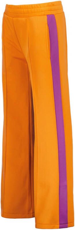 Raizzed high waist loose fit broek Sula met zijstreep oranje paars