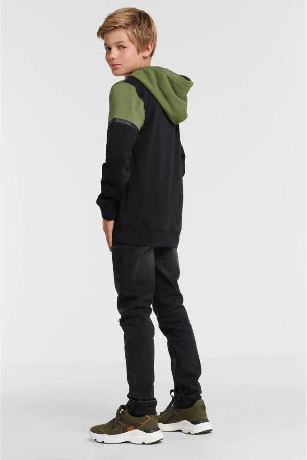 Raizzed hoodie Walker met logo zwart army groen