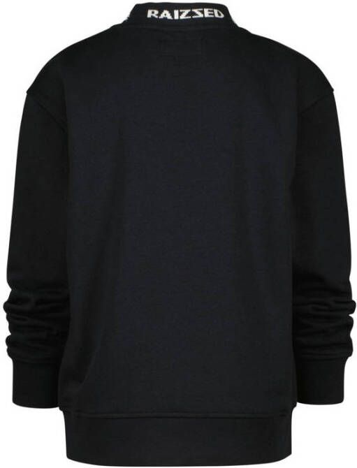 Raizzed sweater Mitchel met tekst zwart