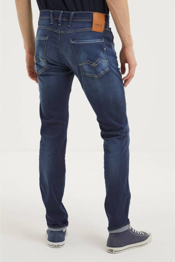 REPLAY slim fit jeans ANBASS-Slim Fit Hyperflex donkerblauw