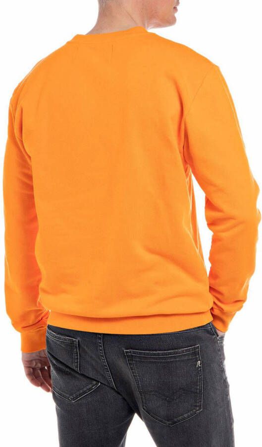 REPLAY sweater met logo bright orange