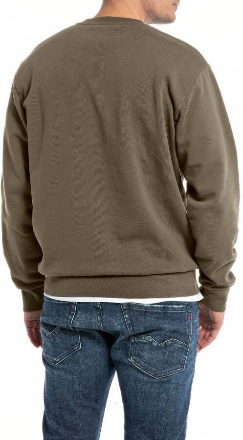 REPLAY sweater met logo dark olive