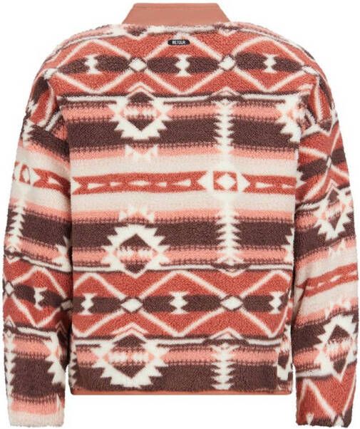 Retour Denim fleece sweater Veliny met all over print roze ecru bruin