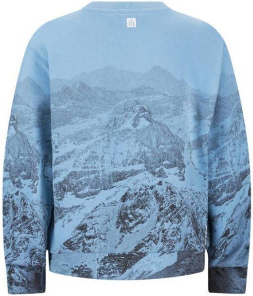 Retour Denim sweater Jelle met all over print blauw