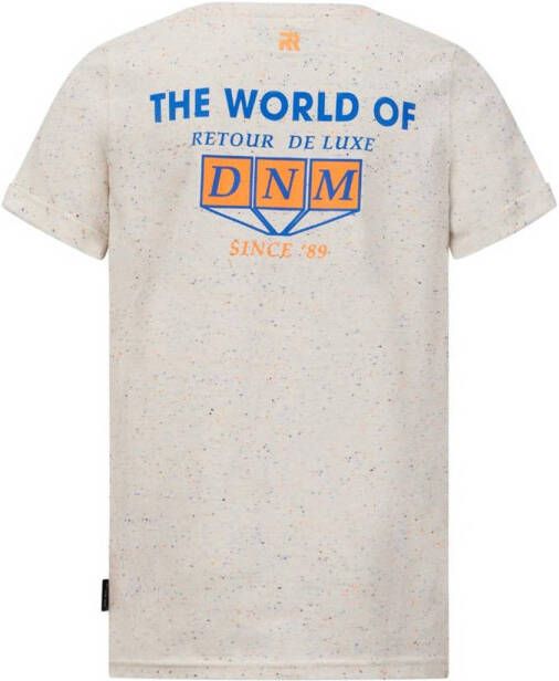 Retour Denim T-shirt Mika met backprint lichtgrijs melange donkerblauw