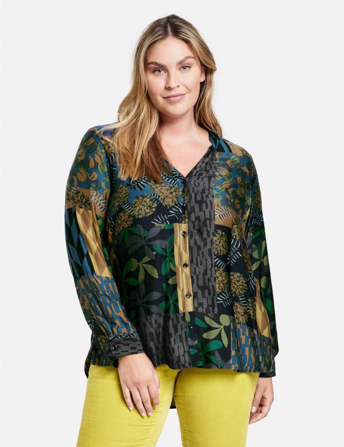 Samoon blouse met all over print grijs bruin