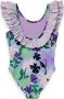 SCOTCH & SODA Meisjes Zwemkleding All-over Printed Contract Ruffle Bathing Suit Paars - Thumbnail 4