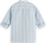 SCOTCH & SODA Jongens Overhemden Yarn Dyed Long Sleeve Linen Shirt Blauw wit Gestreept - Thumbnail 5