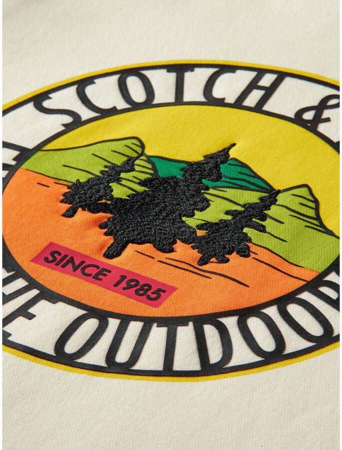 Scotch & Soda hoodie met logo ecru
