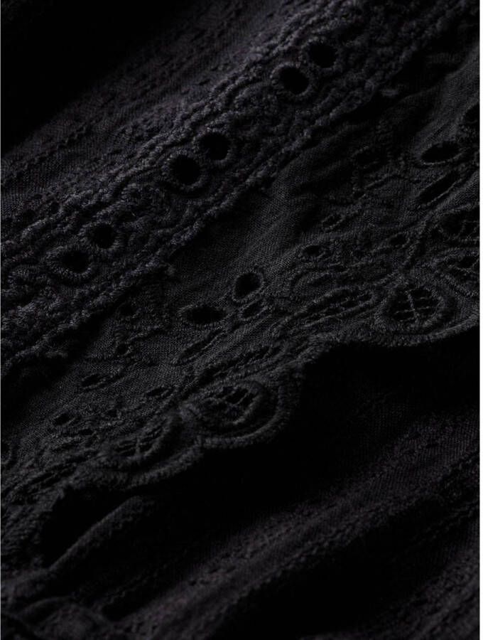 Scotch & Soda jurk Mini shirt dress with lace detail in Organic katoen met kant zwart