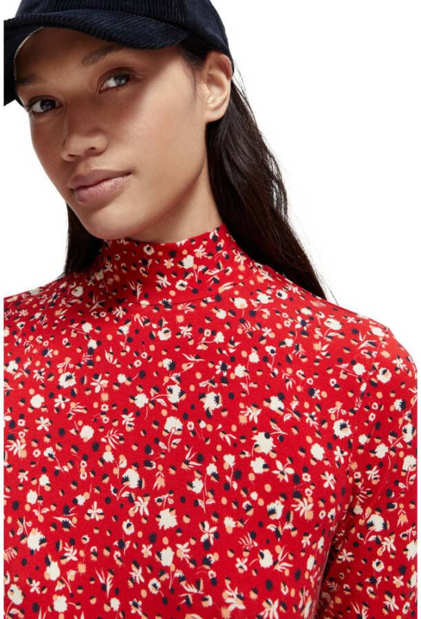 Scotch & Soda top met all over print rood