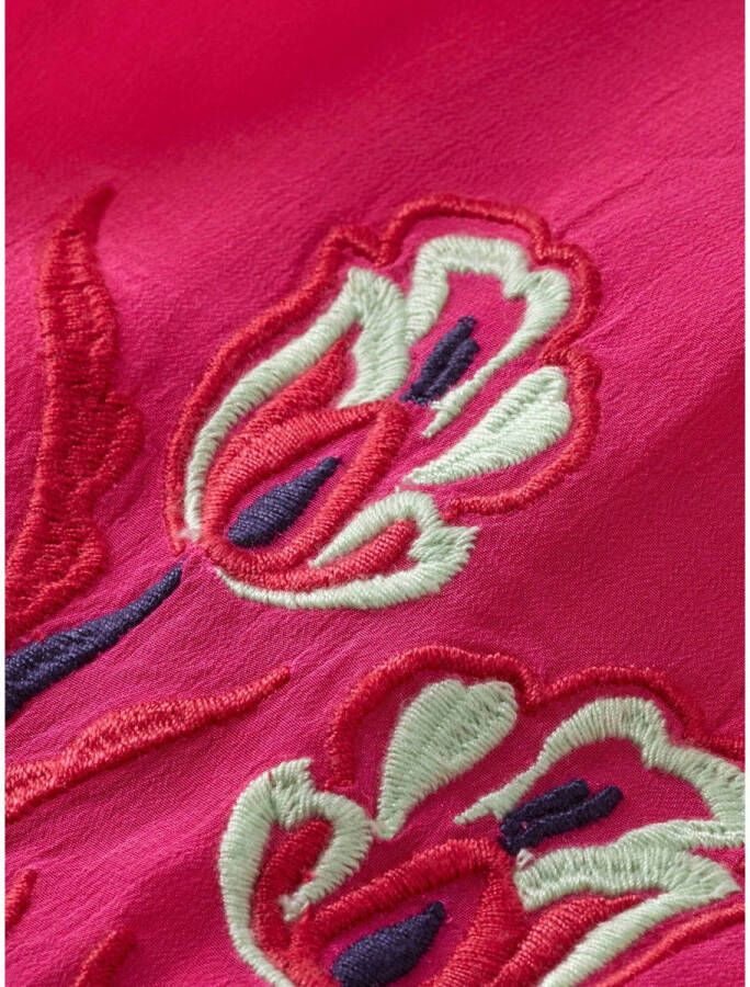 Scotch & Soda top Ruched waist blouse with extended shoulder met borduursels rood